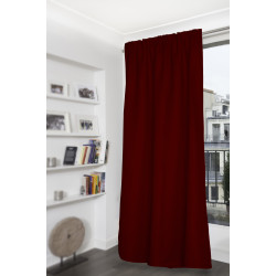 Red BLACKOUT Curtain Linen Effect Morello Cherry MC11 - Pencil Pleats
