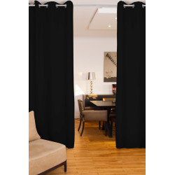 Black ROOM DIVIDER & SOUNDPROOF Curtain Cotton Effect Deep Black MC710