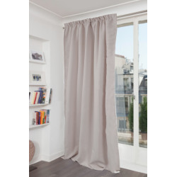 Grey SOUNDPROOF Curtain Cotton Effect Stone MC17 - Rod Pocket & Pencil Pleats