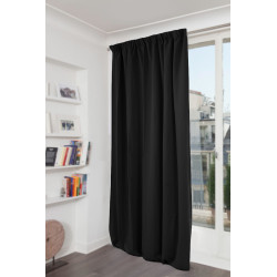 Black BLACKOUT Curtain Solid Color Deep Black MC710 - Rod Pocket & Pencil Pleats